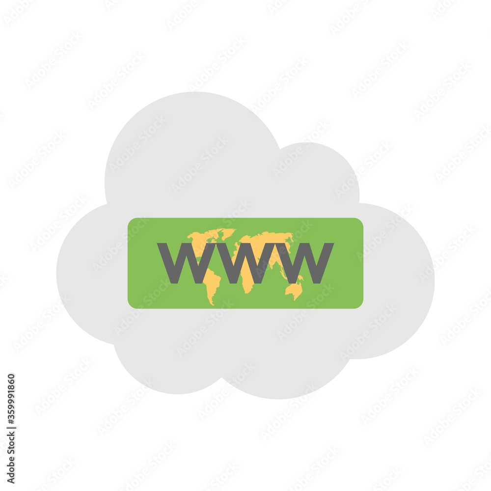 Poster cloud computing with www sign. internet symbol.