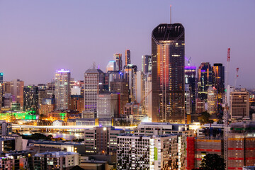 A high vantage point view of the high-rise buildings in the CBD of Brisbane