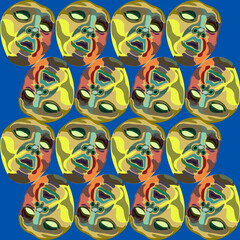 portrait pattern barocco vector blue background