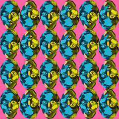 face girl pattern pink background vector