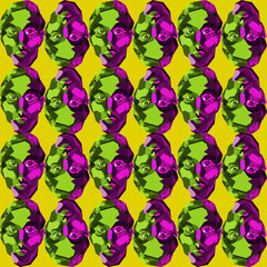 face girl pattern yellow magenta green background vector