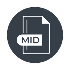 MID File Format Icon. MID extension filled icon.