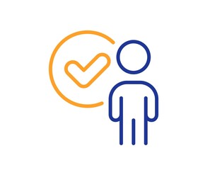 Verification person line icon. Accepted man sign. Approved symbol. Colorful thin line outline concept. Linear style verification person icon. Editable stroke. Vector