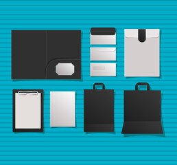 Mockup notebook file envelopes and bags design of corporate identity template and branding theme Vector illustration