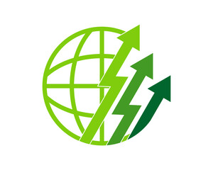 Globe with upside arrow