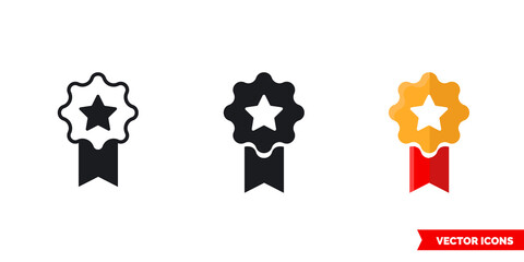 Medal icon of 3 types. Isolated vector sign symbol.