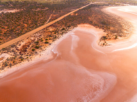 Aerial view on the edge of Lake Baladjie