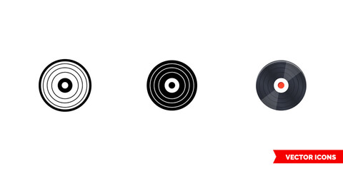 Musical plate icon of 3 types. Isolated vector sign symbol.