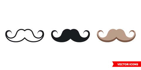 Mustache icon of 3 types. Isolated vector sign symbol.