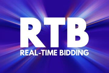RTB - Real-time bidding acronym, business concept background
