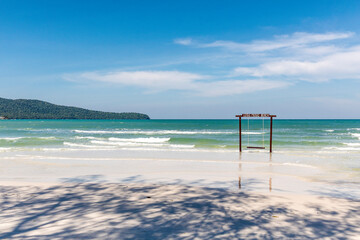 swing on the beach, saracen bay beach, koh rong samloem island, sihanoukville, Cambodia.