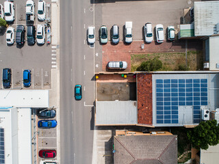 Car park beside shopping center in town