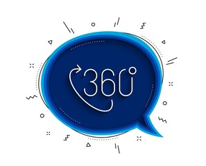360 degree line icon. Chat bubble with shadow. VR technology simulation sign. Panoramic view symbol. Thin line 360 degree icon. Vector
