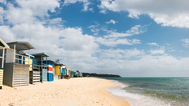 Line of Bathing Boxes in Mornington
