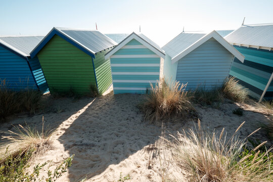 Bathing Boxes in Brighton from the Back