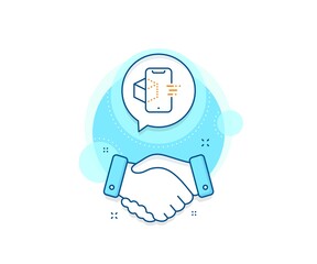 VR simulation sign. Handshake deal complex icon. Augmented reality phone line icon. 3d cube symbol. Agreement shaking hands banner. Augmented reality sign. Vector