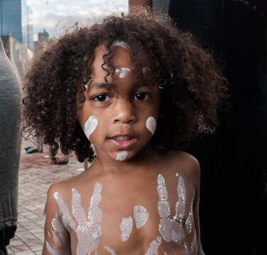 Aboriginal Preschooler with Traditional Paint