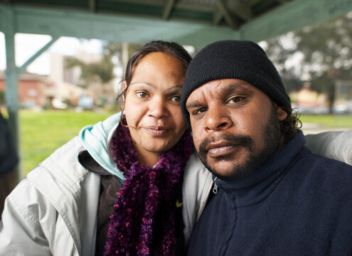 Indigenous Australian Man and Woman in a Shelter