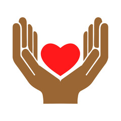 Obraz premium Human hand holding and protecting heart symbol red heart love and health. Vector illustration eps 10