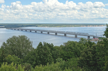 Fototapeta na wymiar Bridge over the Volga river.