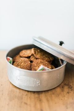 Anzac Biscuits in a tin