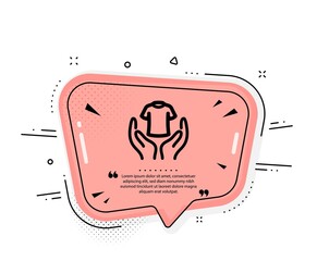 Hold t-shirt icon. Quote speech bubble. Laundry shirt sign. Clothing cleaner symbol. Quotation marks. Classic hold t-shirt icon. Vector
