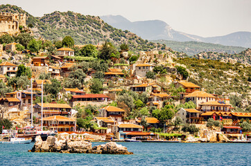 Orange Roofs over the Blue Bay.  Turkey, Mediterranean, Europe