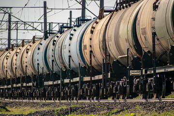 The train from barrels of petroleum products.