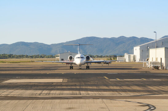 Plane taxiing on the tarmac