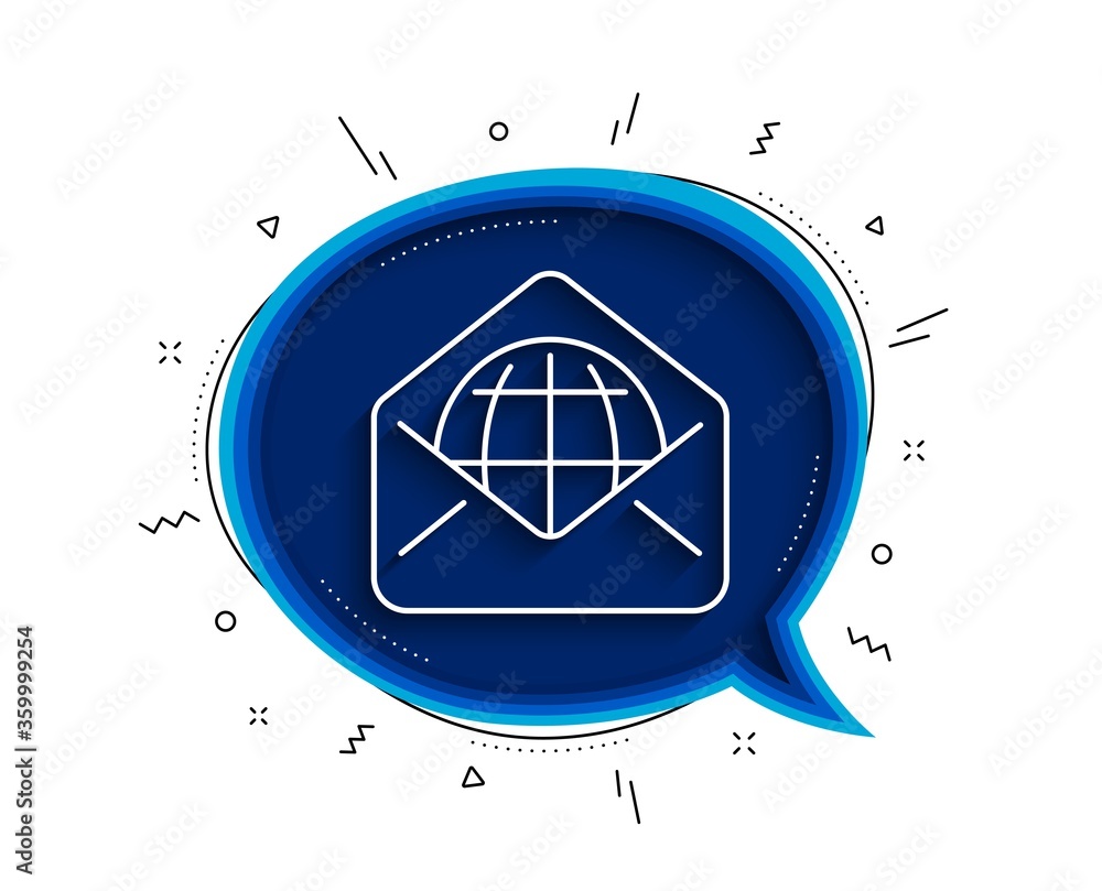 Poster web mail line icon. chat bubble with shadow. message correspondence sign. e-mail symbol. thin line w