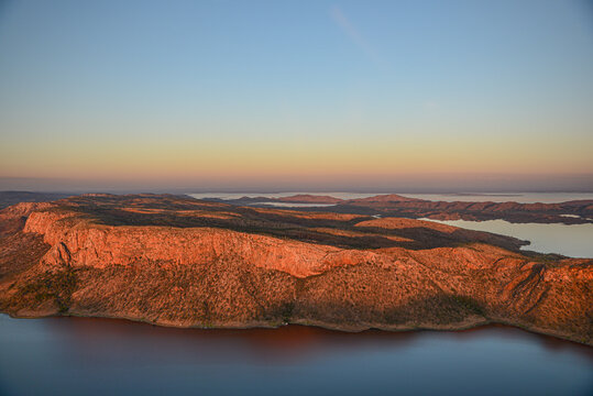 Lake Argyle at sunset from the air