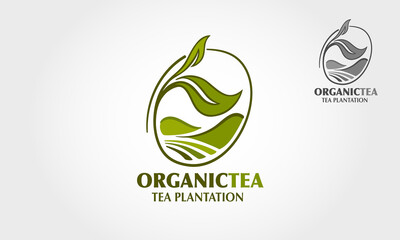 Organic Tea Plantation Vector Logo Template. A nice of tea related illustration that may use for logos or packaging designs. 