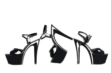 striptease shoes. High-heeled shoes. Strips of three for poldance, exotic, strip of plastic. strips...