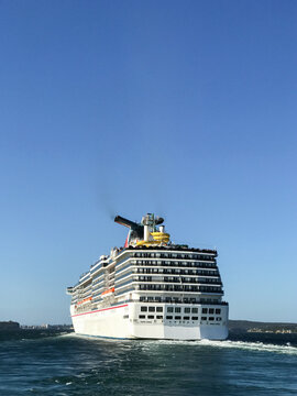 Large cruise ship leaving Sydney Harbour
