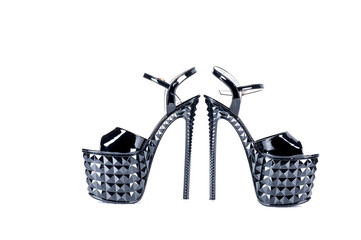 striptease shoes. High-heeled shoes. Strips of three for poldance, exotic, strip of plastic. strips...