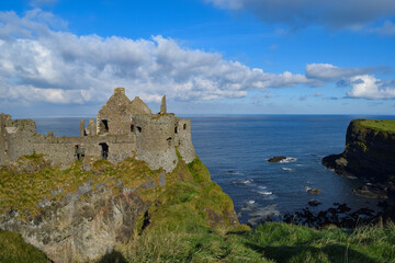 Dunlunce ruins castle in a blue sky backgrond