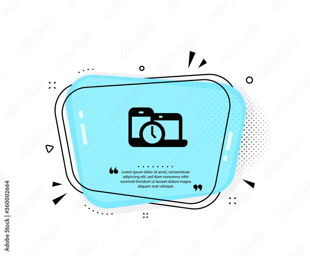 Aufkleber time management icon. quote speech bubble. clock sign. mobile devices symbol. quotation marks. class