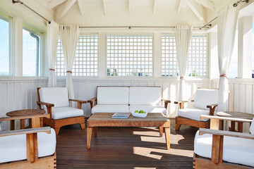 Private sun porch at a luxury resort