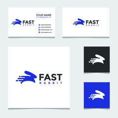 Fast rabbit vector logo templates and business cards