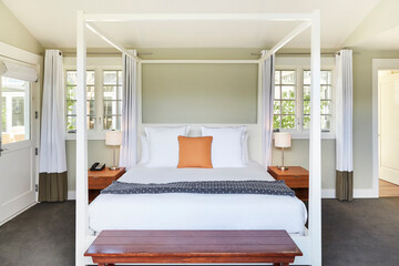 Canopy bed in luxury hotel room