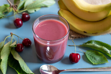 fruit smoothie with cherry and banana 