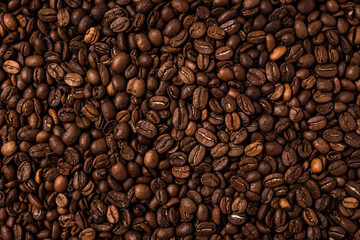 Roasted coffee beans on the table