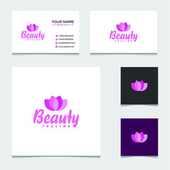 Beauty flower vector logo templates and business cards