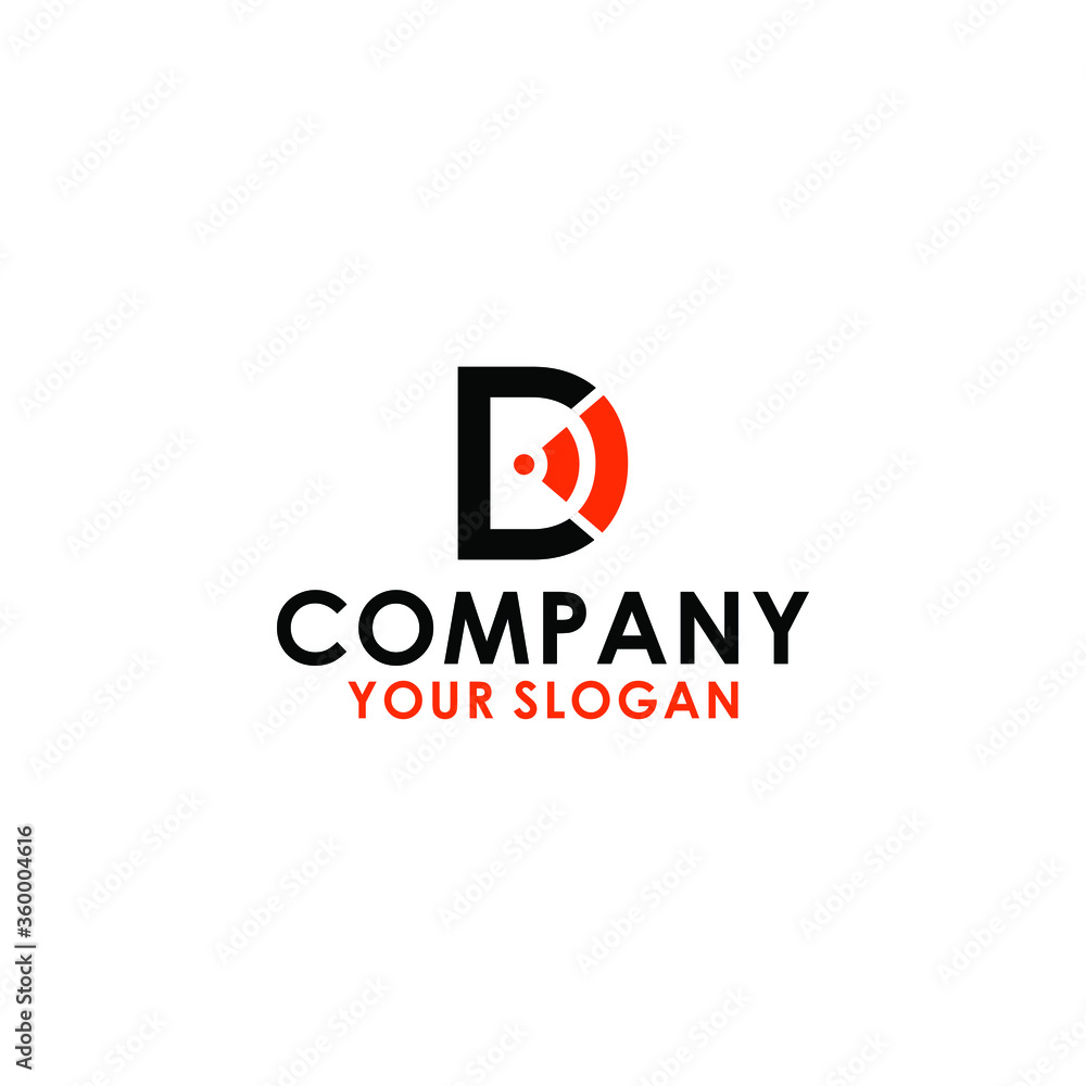 Poster clean logo mark with a d shaped signal symbol and strong dark gray logotype, perfect for a tech comp