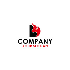 D letter with bull horn logo initial logotype icon vector in elegant simple style