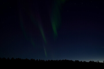 aurora borealis on blue autumn night sky