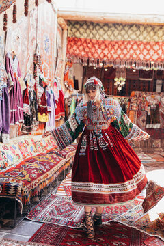 Portrait of a woman wearing traditional clothing in Turkey