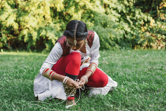 Sri Lankan Girl Dancing In Nature