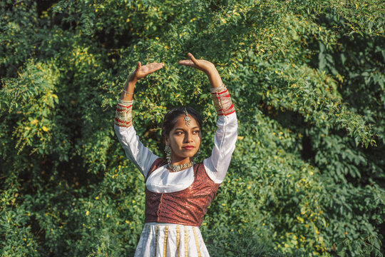 Sri Lankan Girl Dancing In Nature