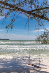 swing on the beach, saracen bay beach, koh rong samloem island, sihanoukville, Cambodia.